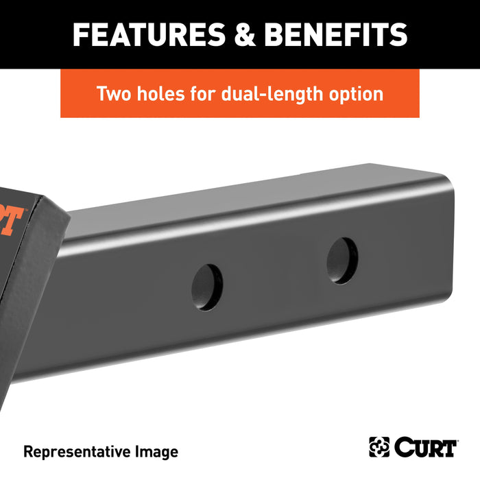 CURT Dual Length Trailer Hitch Ball Mount, 7-1/2-Inch or 10-1/2-Inch Length, Fits 2-Inch Receiver, 7,500 lbs, 1-Inch Hole, 2-In Drop, 3/4-Inch Rise Model 45220
