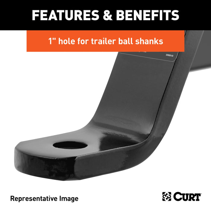 CURT Dual Length Trailer Hitch Ball Mount, 7-1/2-Inch or 10-1/2-Inch Length, Fits 2-Inch Receiver, 7,500 lbs, 1-Inch Hole, 2-In Drop, 3/4-Inch Rise Model 45220