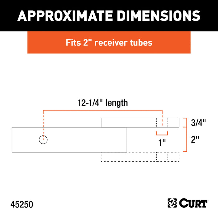 CURT Class 3 Trailer Hitch Ball Mount, Fits 2-Inch Receiver, 7,500 lbs, 1-Inch Hole, 2-In Drop, 3/4-Inch Rise Model 45250