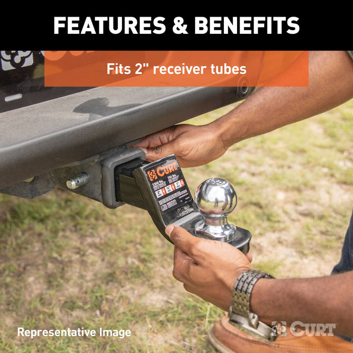 CURT Class 3 Trailer Hitch Ball Mount, Fits 2-Inch Receiver, 7,500 lbs, 1-Inch Hole, 2-In Drop, 3/4-Inch Rise Model 45260