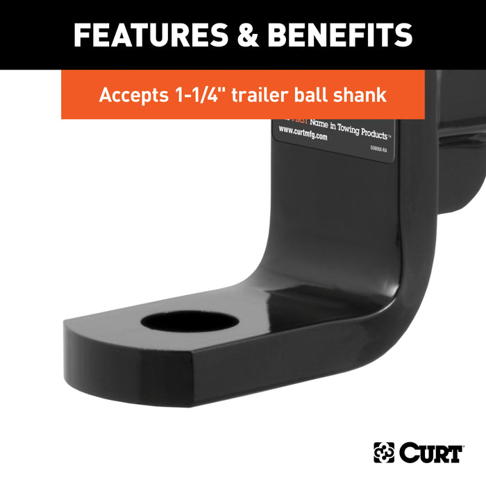 CURT Class 4 Trailer Hitch Ball Mount, Fits 2-Inch Receiver, 10,000 lbs, 1-1/4-Inch Hole, 6-Inch Drop, 4-3/4-Inch Rise Model 45336
