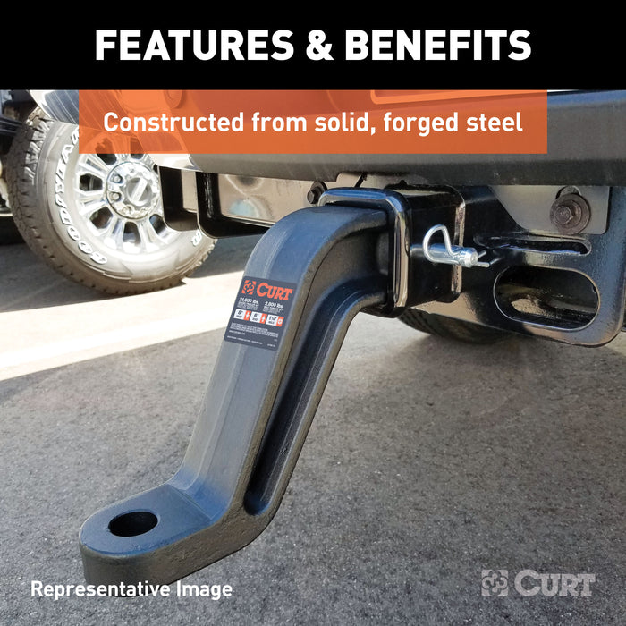 CURT Industrial Duty Forged Trailer Hitch Ball Mount, Fits 3-Inch Receiver, 21,000 lbs, 1-1/4-Inch Hole, 4-Inch Drop, 2-Inch Rise Model 45430