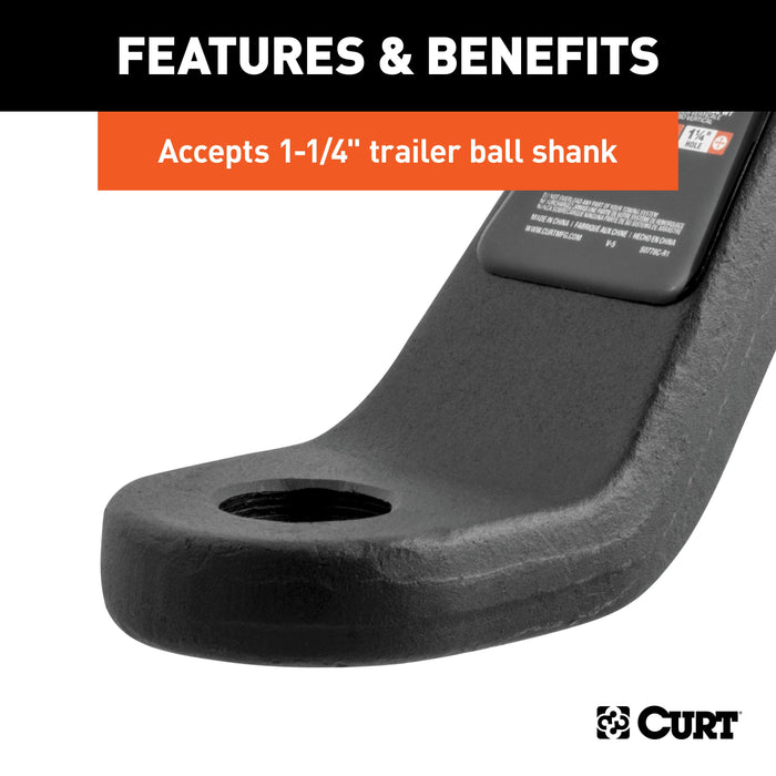 CURT Industrial Duty Forged Trailer Hitch Ball Mount, Fits 3-Inch Receiver, 21,000 lbs, 1-1/4-Inch Hole, 4-Inch Drop, 2-Inch Rise Model 45430