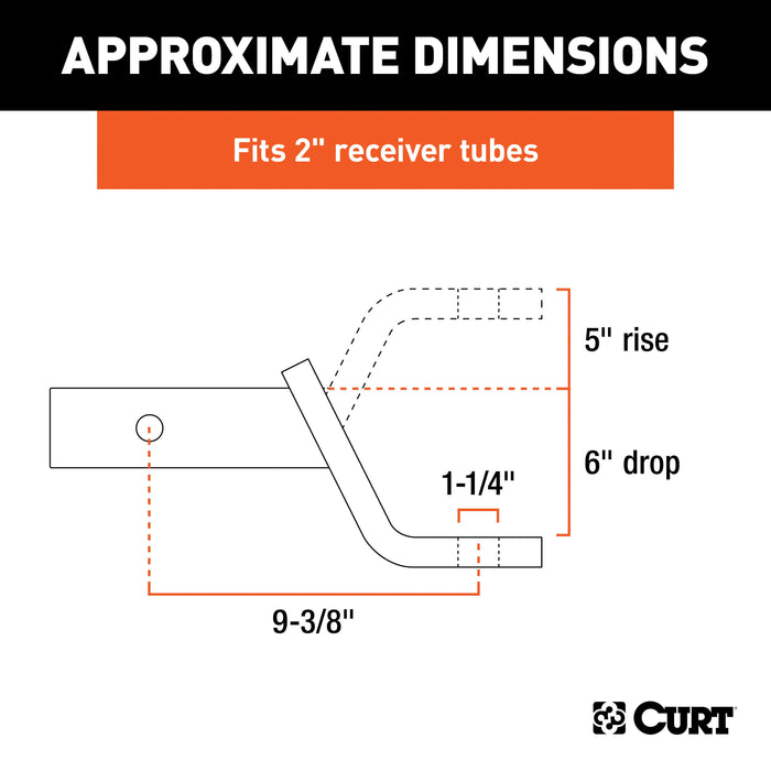 CURT Class 4 Trailer Hitch Ball Mount, Fits 2-Inch Receiver, 12,000 lbs, 1-1/4-Inch Hole, 6-Inch Drop, 5-Inch Rise Model 45446