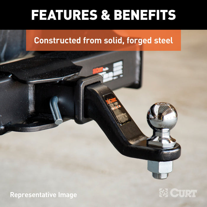 CURT Commercial Duty Forged Trailer Hitch Ball Mount, Fits 2-1/2-Inch Receiver, 20,000 lbs, 1-1/4-Inch Hole, 4-Inch Drop, 2-1/2-In Rise Model 45458