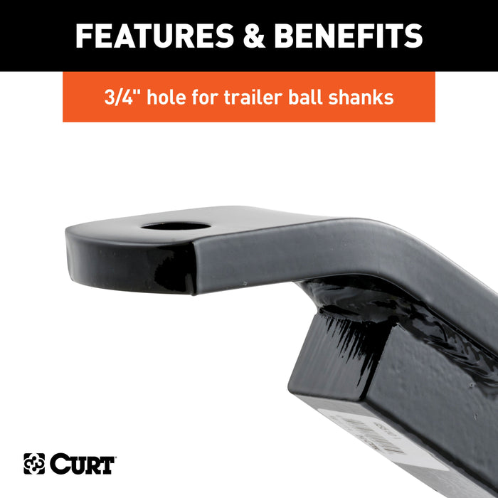 CURT Class 2 Trailer Hitch Ball Mount, Fits 1-1/4-Inch Receiver, 3,500 lbs, 3/4-Inch Hole, 3-1/8-Inch Rise Model 45510