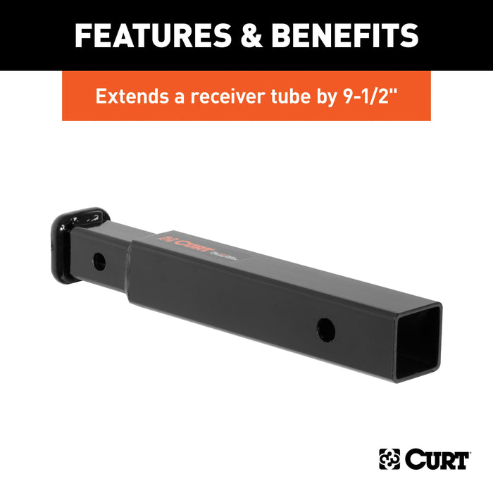 CURT Trailer Hitch Receiver Adapter Reducer, 2 to 1-1/4-Inch, 9-1/2-In Extension, 3,500 lbs Model 45775