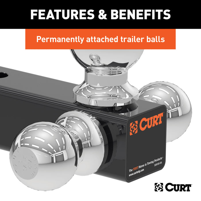 CURT Replacement Adjustable Trailer Hitch Ball Mount Head with 3 Balls for CURT #45799 Model 45800