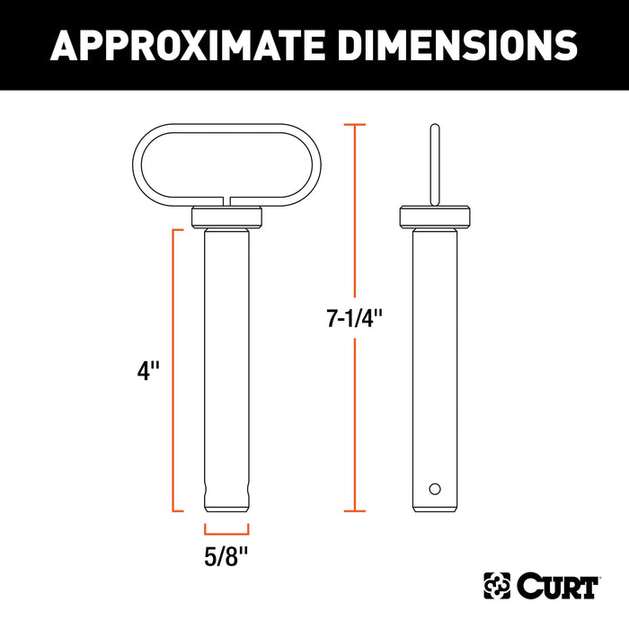 CURT 5/8 x 4-Inch Clevis Pin Hitch with Rubber-Coated Handle and Clip Model 45804