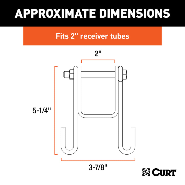 CURT Trailer Safety Chain Holder Bracket for 2-inch Shank, Bolt-On Steel Hanger Hooks Model 45806