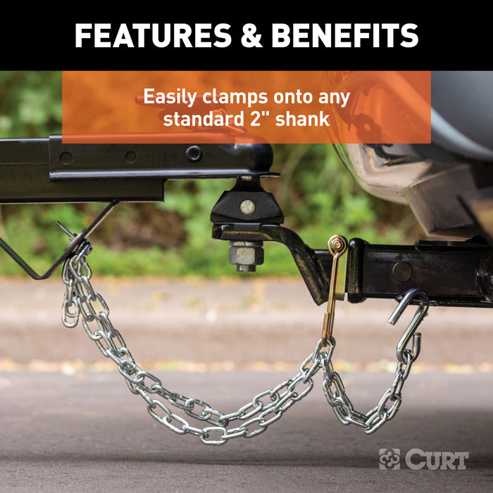 CURT Trailer Safety Chain Holder Bracket for 2-inch Shank, Bolt-On Steel Hanger Hooks Model 45806