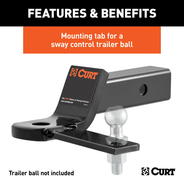 CURT Anti Sway Trailer Hitch Ball Mount, Fits 2-Inch Receiver, 7,500 lbs, 1-Inch and 5/8-Inch Holes, 2-In Drop Model 45820