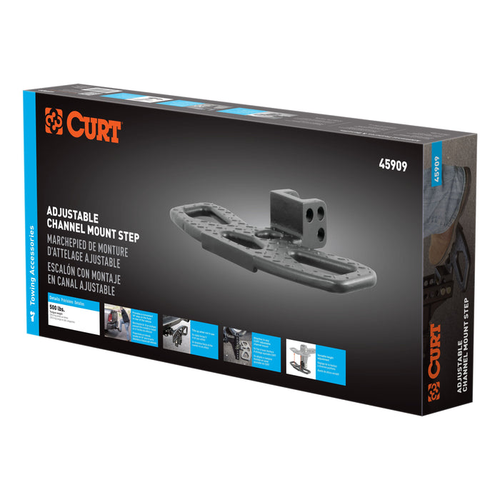 CURT 45909 Folding Hitch Step - 16" Wide Platform For Use With CURT Adjustable Channel Mount