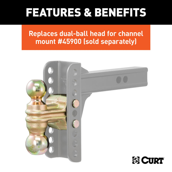 CURT Replacement Dual-Ball for Adjustable Trailer Hitch Ball Mount #45900 or #45926 Model 45912