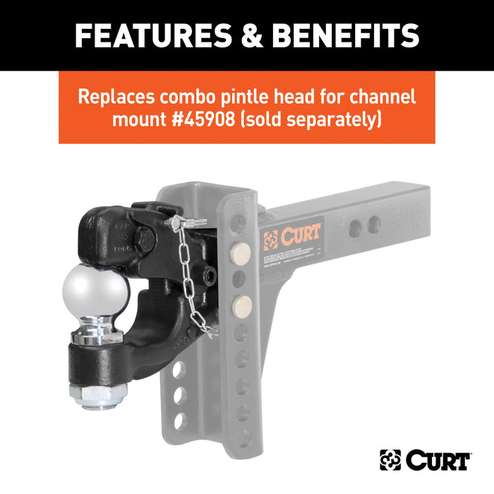 CURT Channel Mount Pintle Attachment with 2-5/16-Inch Ball, 20,000 lbs, Shank Required Model 45922