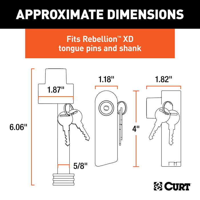 CURT Rebellion XD Tongue and Hitch Lock Set, 2 or 2-1/2-Inch Receiver Model 45932