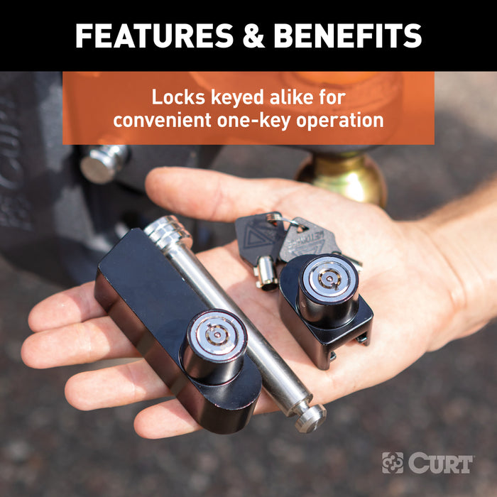 CURT Rebellion XD Tongue and Hitch Lock Set, 2 or 2-1/2-Inch Receiver Model 45932
