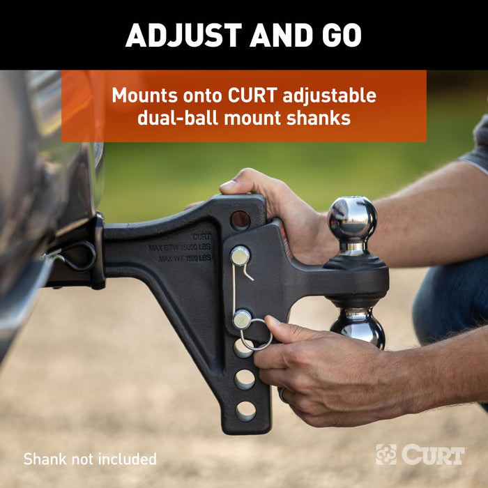 CURT Dual Ball Attachment for Weight Distribution Shank, 2 and 2-5/16-Inch, Up to 15,000 lbs Model 45933