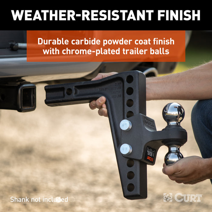CURT Dual Ball Attachment for Weight Distribution Shank, 2 and 2-5/16-Inch, Up to 15,000 lbs Model 45933