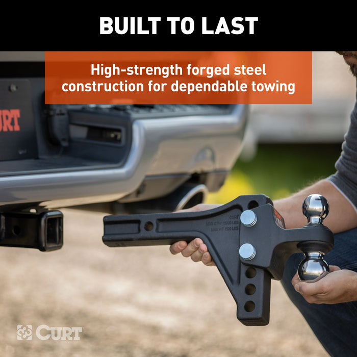 CURT Adjustable Trailer Hitch Ball Mount with Dual Ball, 2" Shank, Up to 15,000 lbs Model 45935
