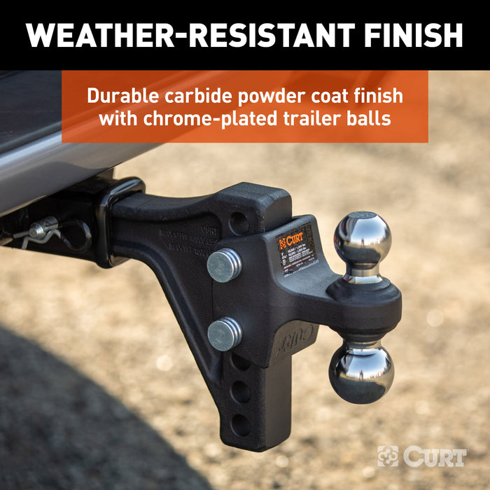 CURT Adjustable Trailer Hitch Ball Mount with Dual Ball, 2" Shank, Up to 15,000 lbs Model 45935