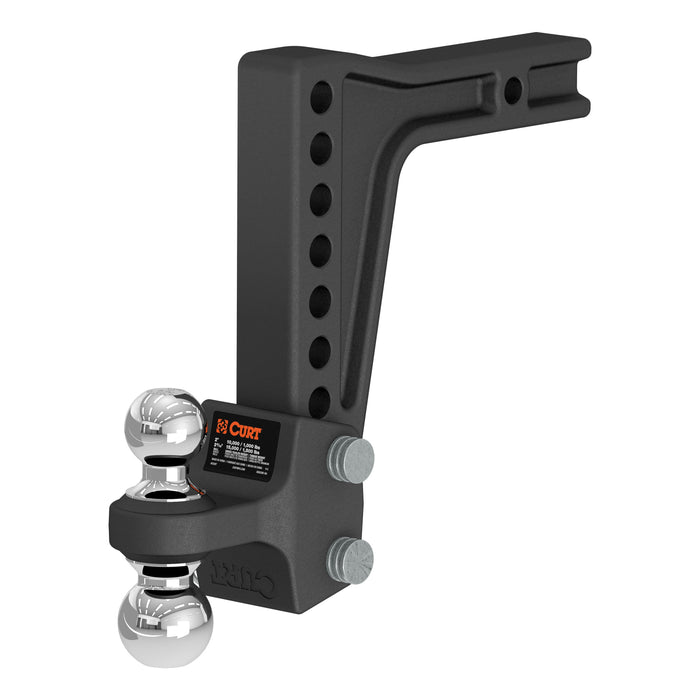 CURT Deep-Drop Adjustable Trailer Hitch Ball Mount with Dual Ball, 2" Shank, Up to 15,000 lbs Model 45936