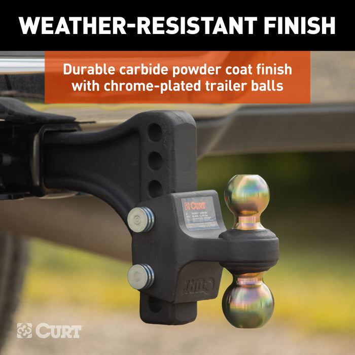 CURT HD Adjustable Hitch Ball Mount with Dual Ball, 2-1/2" Shank, Up to 20,000 lbs Model 45937