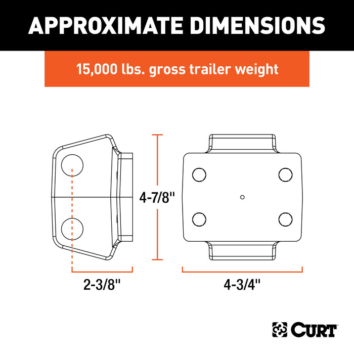 CURT Rebellion XD Adjustable Cushion Hitch Pintle Mount Plate Attachment, Shank Required Model 45950