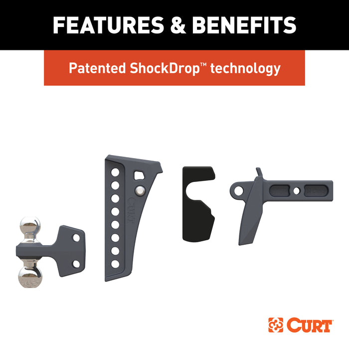 CURT Rebellion XD Adjustable Cushion Hitch Ball Mount, 2-Inch Receiver, 15,000 lbs., 6-Inch Drop Model 45951