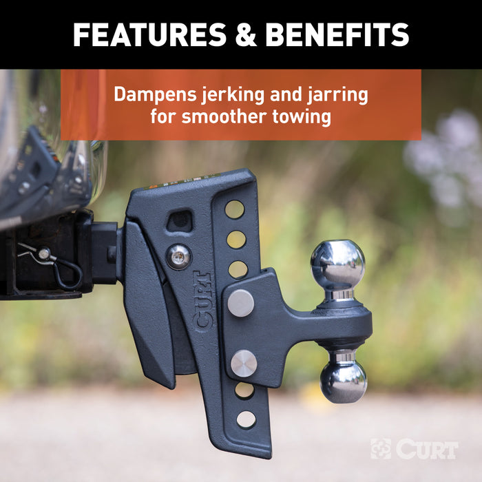 CURT Rebellion XD Adjustable Cushion Hitch Ball Mount, 2-Inch Receiver, 15,000 lbs., 6-Inch Drop Model 45951