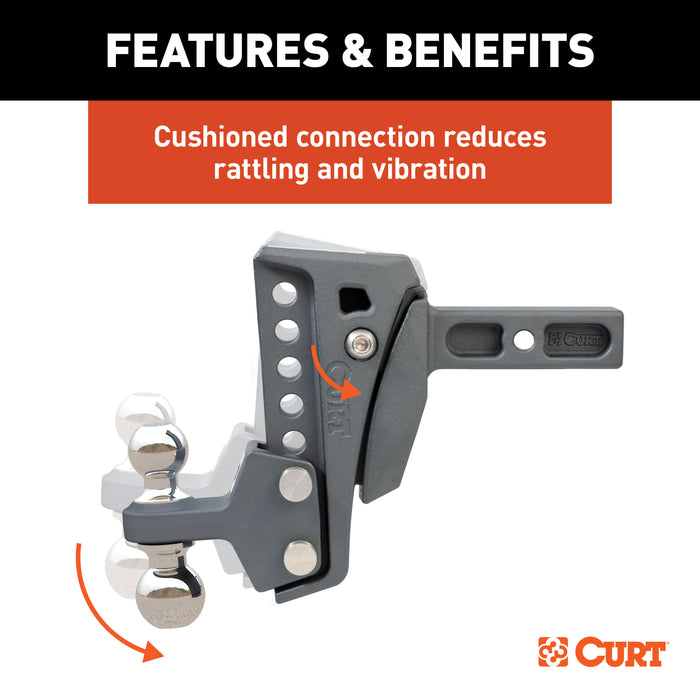CURT Rebellion XD Adjustable Cushion Hitch Ball Mount, 2-Inch Receiver, 15,000 lbs., 6-Inch Drop Model 45951
