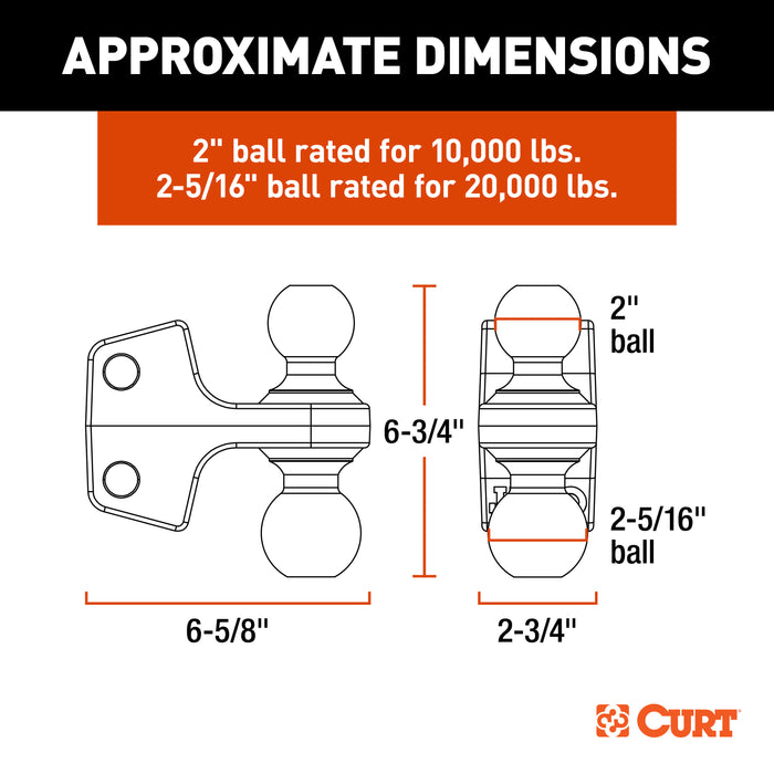 CURT Replacement Rebellion XD Dual Ball, 2, 2-5/16-Inch, Up to 20K Model 45953