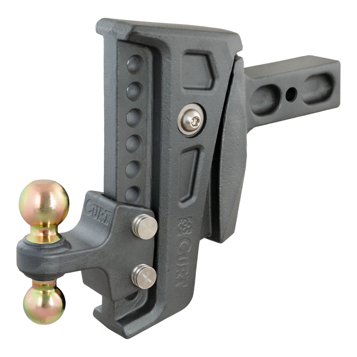 CURT Rebellion XD Adjustable Cushion Hitch with Dual Ball, 2-1/2-Inch Receiver, 2, 2-5/16-In Balls, 20,000 lbs, 8-In Drop Model 45955