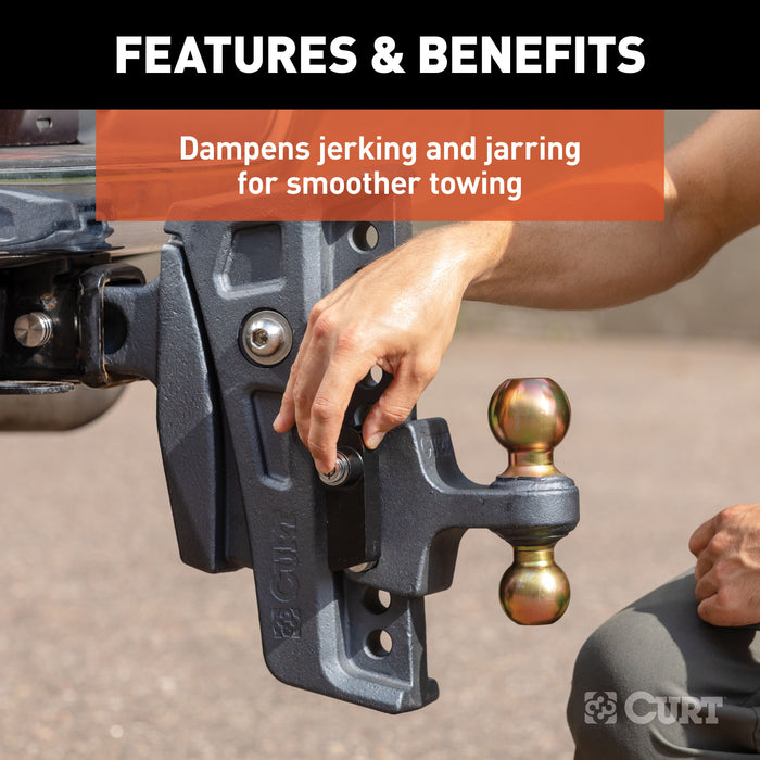 CURT Rebellion XD Adjustable Cushion Hitch with Dual Ball, 2-1/2-Inch Receiver, 2, 2-5/16-In Balls, 20,000 lbs, 8-In Drop Model 45955