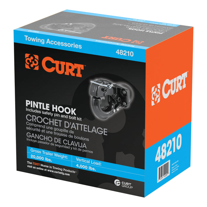CURT Pintle Hook Hitch 20,000 lbs, Fits 2-1/2 to 3-Inch Lunette Ring, Mount Required Model 48210