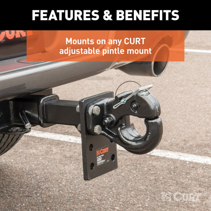 CURT Pintle Hook Hitch 30,000 lbs, Fits 2-1/2 to 3-Inch Lunette Ring, Mount Required Model 48215
