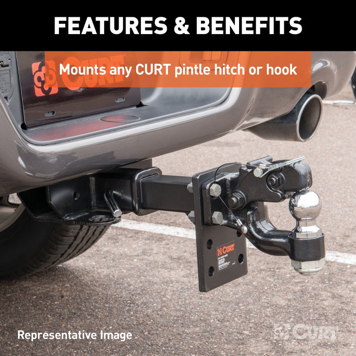 CURT Pintle Mount for 2-Inch Hitch Receiver, 20,000 lbs, 6-Inch Length Model 48326