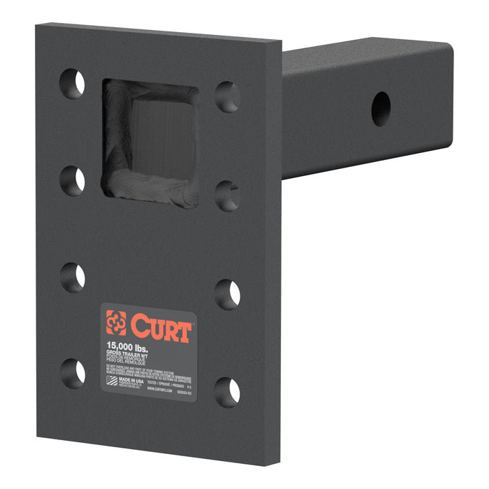 CURT Adjustable Pintle Mount for 2-Inch Hitch Receiver, 15,000 lbs, 6-1/2-Inch Drop, 6-Inch Length Model 48328
