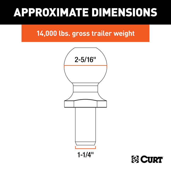 CURT Replacement SecureLatch 2-5/16-Inch Pintle Hitch Ball, 14,000