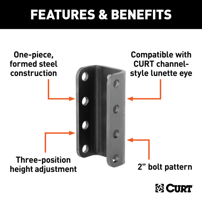 CURT Adjustable Lunette Ring or Coupler Channel 3-Inch ID x 7-1/2-Inch, 2-In Bolt Pattern Model 48610