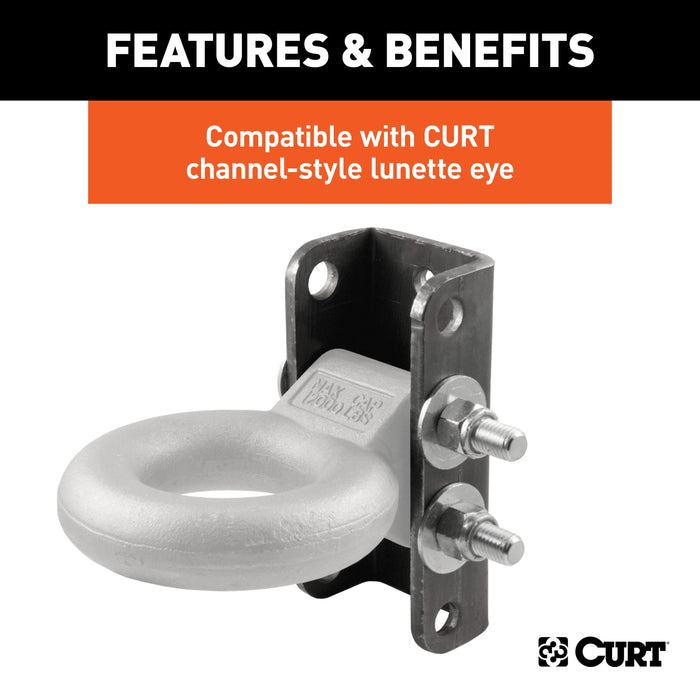 CURT Adjustable Lunette Ring or Coupler Channel 3-Inch ID x 7-1/2-Inch, 2-In Bolt Pattern Model 48610