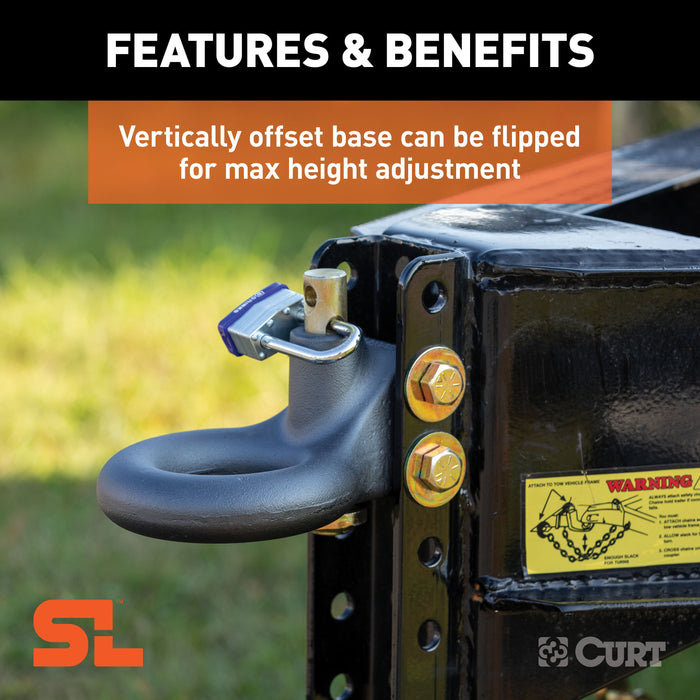 CURT SecureLatch Channel-Style Lunette Ring, 25,000 Pounds, 3-Inch ID Model 48625