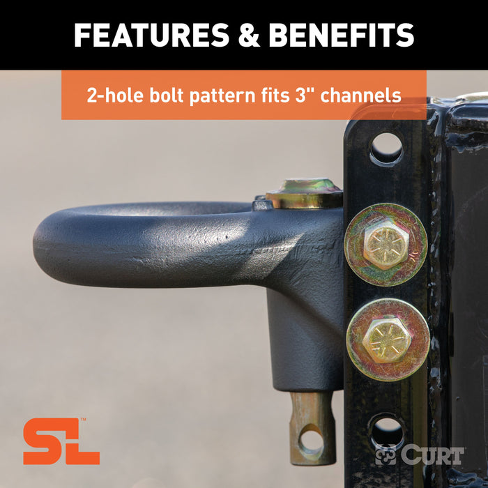 CURT SecureLatch Channel-Style Lunette Ring, 25,000 Pounds, 3-Inch ID Model 48625