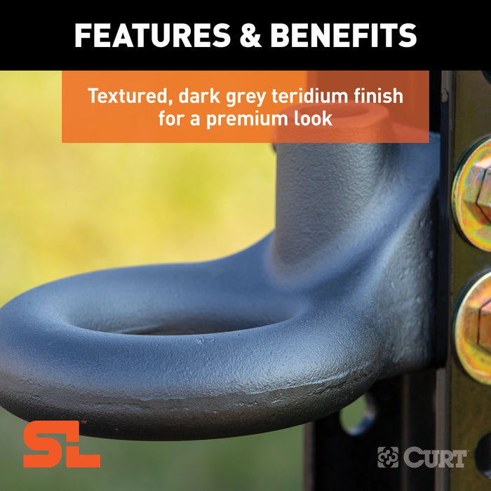 CURT SecureLatch Channel-Style Lunette Ring, 25,000 Pounds, 3-Inch ID Model 48625