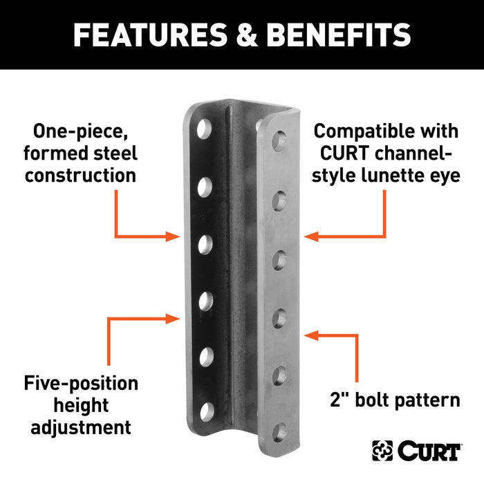 CURT Adjustable Lunette Ring or Coupler Channel 3-Inch ID x 11-3/4