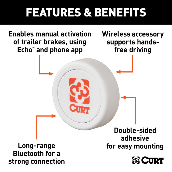 CURT Manual Override Bluetooth® Button for Echo Trailer Brake Controllers, Powered by Flic Model 51189