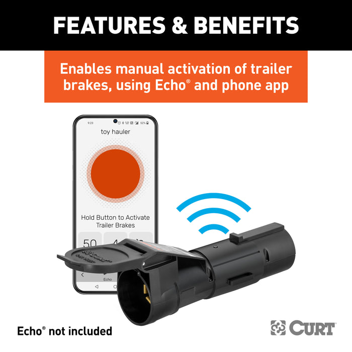 CURT Manual Override Bluetooth® Button for Echo Trailer Brake Controllers, Powered by Flic Model 51189