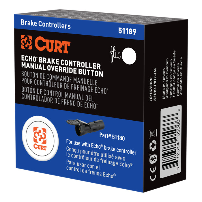 CURT Manual Override Bluetooth® Button for Echo Trailer Brake Controllers, Powered by Flic Model 51189