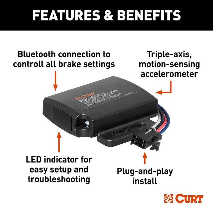 CURT Echo Under-Dash Electric Trailer Brake Controller with Bluetooth® Enabled Smartphone Connection, Proportional Model 51190
