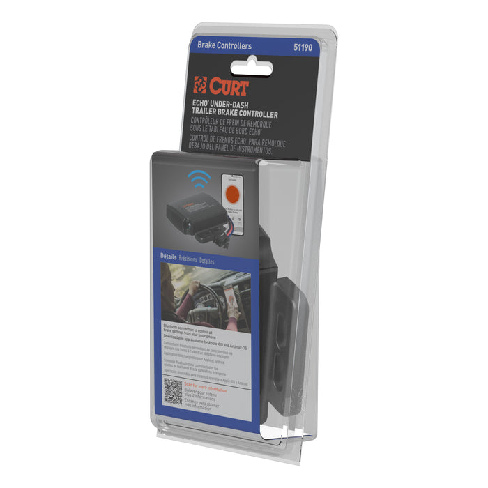 CURT Echo Under-Dash Electric Trailer Brake Controller with Bluetooth® Enabled Smartphone Connection, Proportional Model 51190